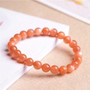 4mm - 12mm round shape 7A natural sunstone beaded bracelet
