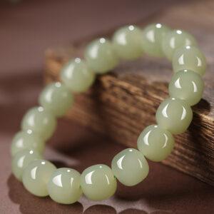 drum shape best quality natural Nephrite jade beaded bracelet