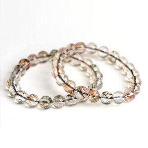 4mm - 12mm round shape 5A natural black gold super seven 7 rutilated quartz beaded bracelet