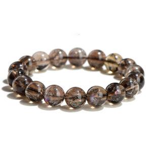 6mm - 16mm round shape inner icy cracks genuine natural smoky Quartz beaded bracelet