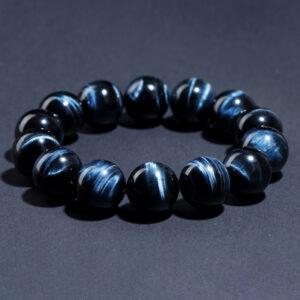6mm - 16mm round shape lightning pattern natural blue tiger eye beaded bracelet