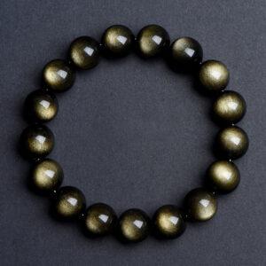 6mm - 18mm round shape natural golden obsidian beaded bracelet