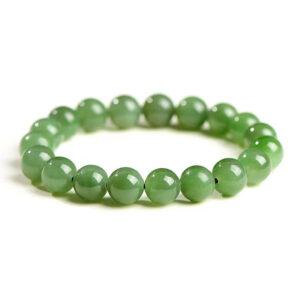 4mm - 10mm round shape natural green nephrite jade beaded bracelet