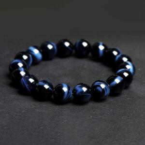 6mm - 16mm round shape natural blue tiger eye beaded bracelet