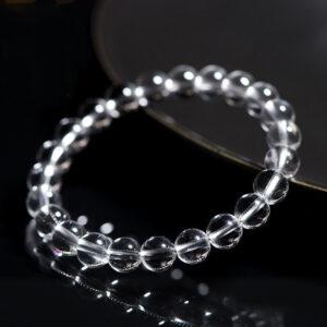 6mm - 14mm round shape natural clear quartz beaded bracelet