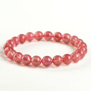 5 - 12 mm round shape 6A natural strawberry quartz beaded bracelet