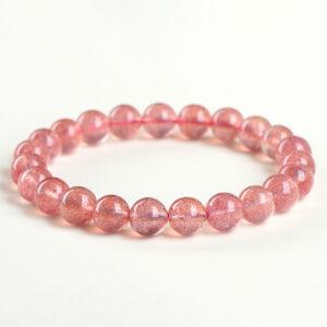 5 - 12 mm round shape 6A natural strawberry quartz beaded bracelet
