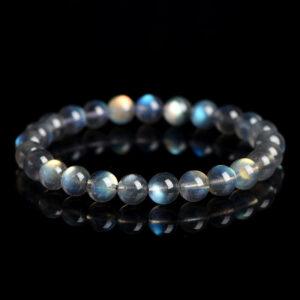 4 - 10 mm round shape 7A genuine natural colorful light gray moonstone beaded bracelet
