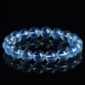 4 - 12mm round shape 7A genuine natural aquamarine beaded bracelet