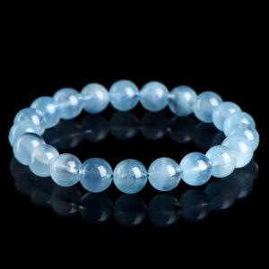 4 - 12mm round shape 5A genuine natural aquamarine beaded bracelet