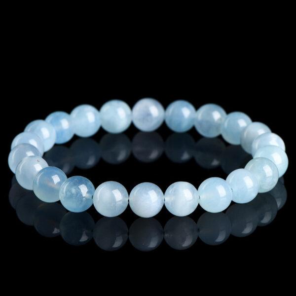 7 - 12mm round shape 3A genuine natural aquamarine beaded bracelet
