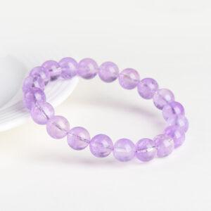 6 - 14mm round shape genuine natural lavender amethyst beaded bracelet
