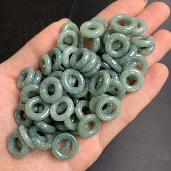 ring shape genuine natural oily green jadeite bead, jade bead
