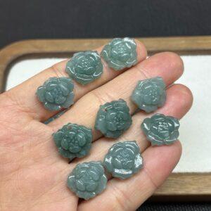 lotus flower shape genuine natural blue green jadeite charm, jade bead