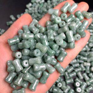 drum shape genuine natural oily green jadeite bead, jade bead