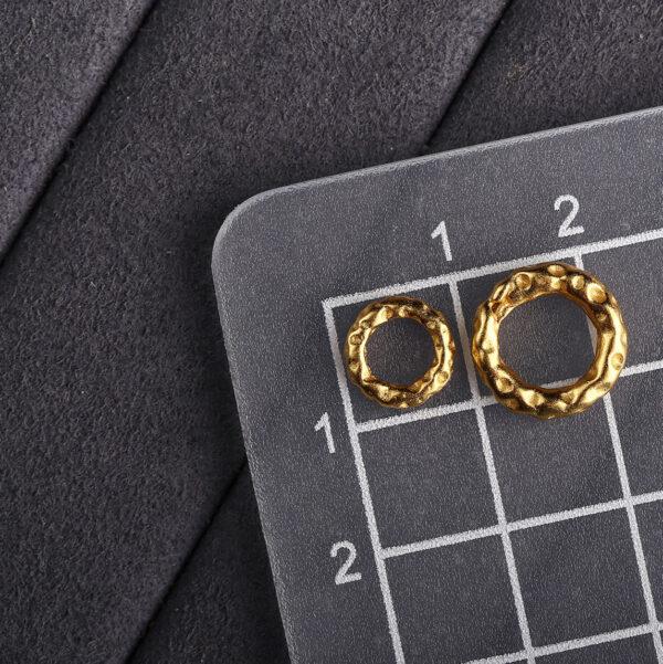 Small pits pattern donut shape gild s925 sterling silver bead, golden ring bead - Image 2
