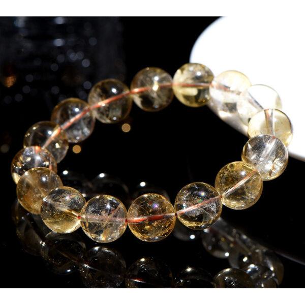 5mm - 13mm round shape genuine natural yellow azeztulite Quartz beaded bracelet - Image 2