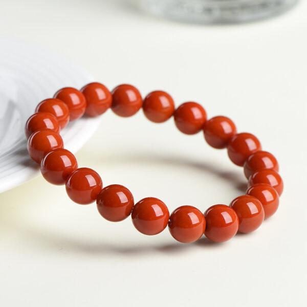 4mm - 12mm round shape solid red color natural agate beaded bracelet - Image 2