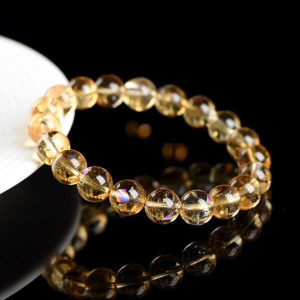 5mm - 11mm round shape inner icy cracks genuine natural yellow Quartz beaded bracelet - Image 2