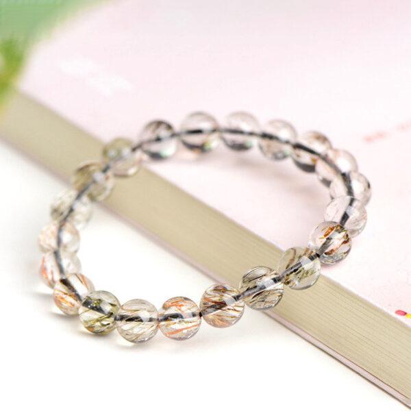 4mm - 12mm round shape 5A natural black gold super seven 7 rutilated quartz beaded bracelet - Image 2