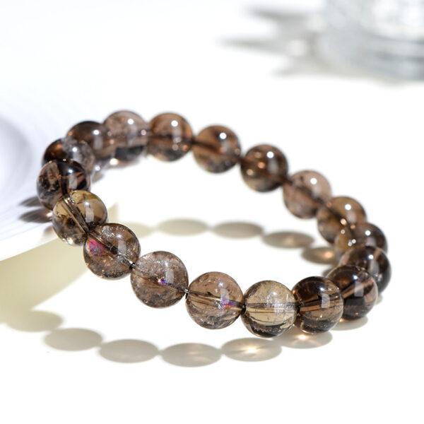 6mm - 16mm round shape inner icy cracks genuine natural smoky Quartz beaded bracelet - Image 2