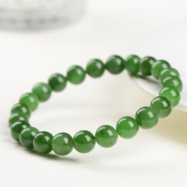 4mm - 12mm round shape natural green nephrite jade beaded bracelet - Image 2