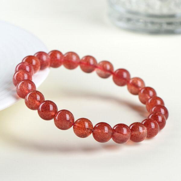 5 - 12 mm round shape 7A natural strawberry quartz beaded bracelet - Image 2