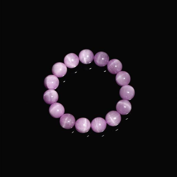 4 - 14 mm round shape 3A genuine natural kunzite beaded bracelet - Image 2