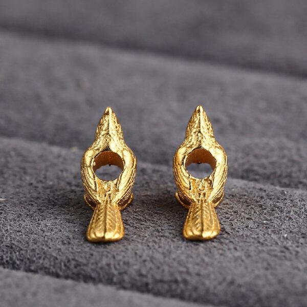cute bird shape gild s925 sterling silver bead, golden ring bead - Image 3