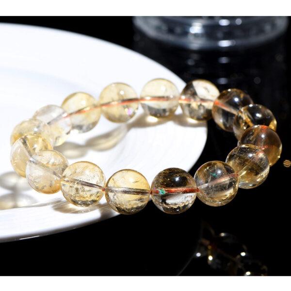 5mm - 13mm round shape genuine natural yellow azeztulite Quartz beaded bracelet - Image 3