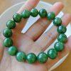 4mm - 12mm round shape natural green nephrite jade beaded bracelet