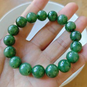 4mm - 12mm round shape natural green nephrite jade beaded bracelet