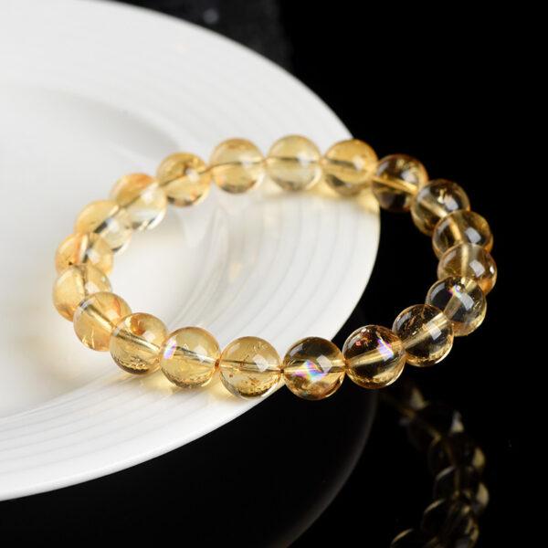 5mm - 11mm round shape inner icy cracks genuine natural yellow Quartz beaded bracelet - Image 3