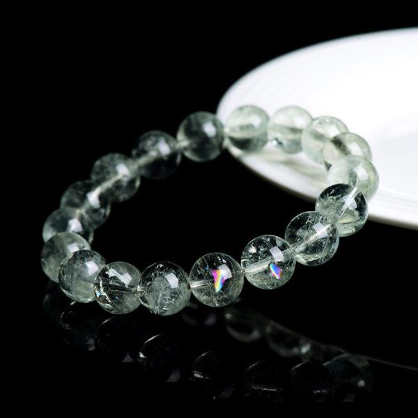6mm - 14mm round shape inner icy cracks genuine natural green Quartz beaded bracelet - Image 3
