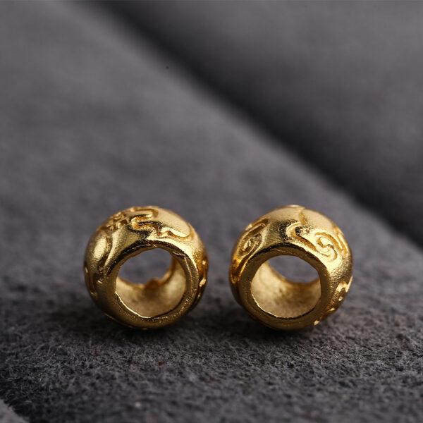 elephant pattern drum shape gild s925 sterling silver bead, golden drum bead - Image 3