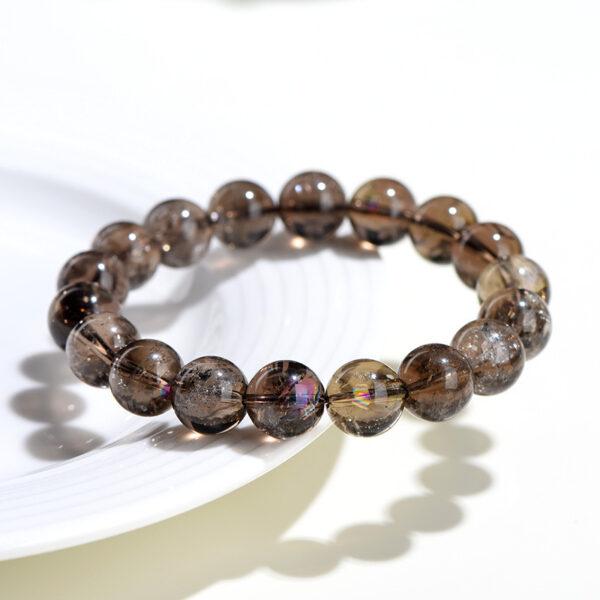 6mm - 16mm round shape inner icy cracks genuine natural smoky Quartz beaded bracelet - Image 3