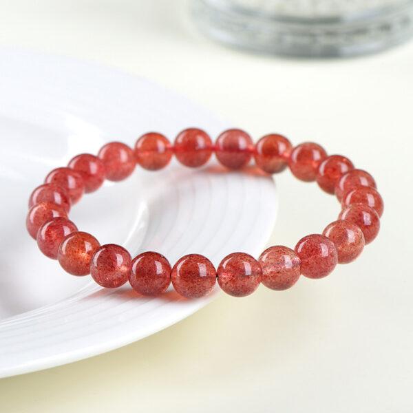 5 - 12 mm round shape 7A natural strawberry quartz beaded bracelet - Image 3
