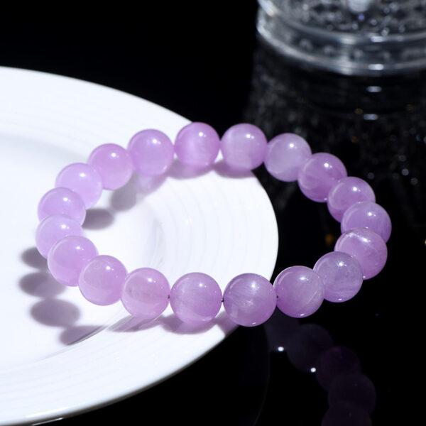 4 - 14 mm round shape 5A genuine natural kunzite beaded bracelet - Image 3