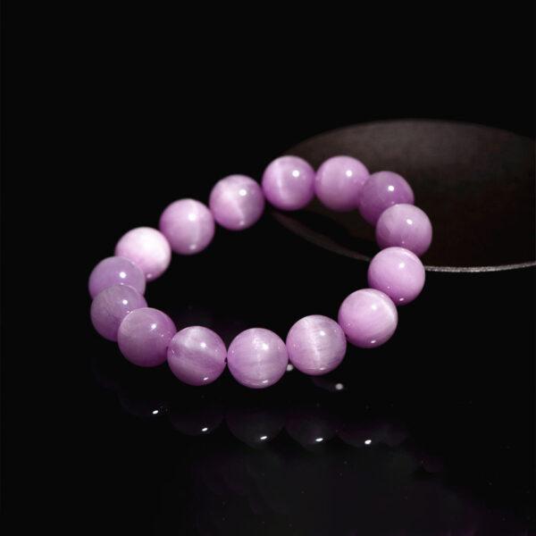 4 - 14 mm round shape 3A genuine natural kunzite beaded bracelet - Image 3