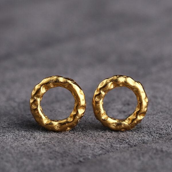 Small pits pattern donut shape gild s925 sterling silver bead, golden ring bead - Image 4