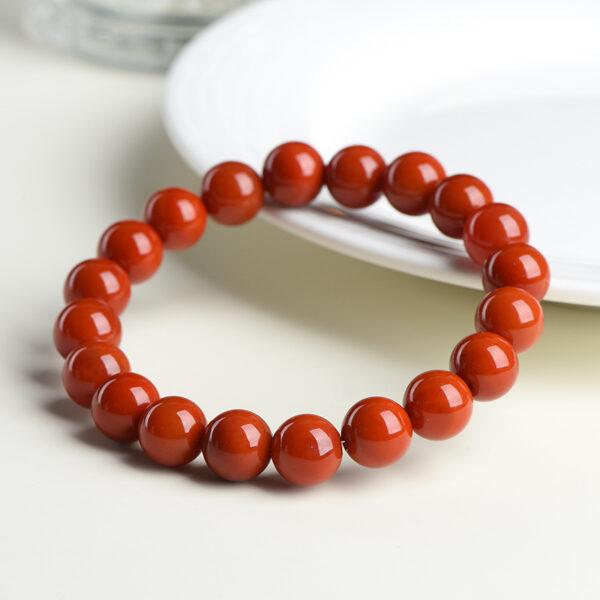 4mm - 12mm round shape solid red color natural agate beaded bracelet - Image 4