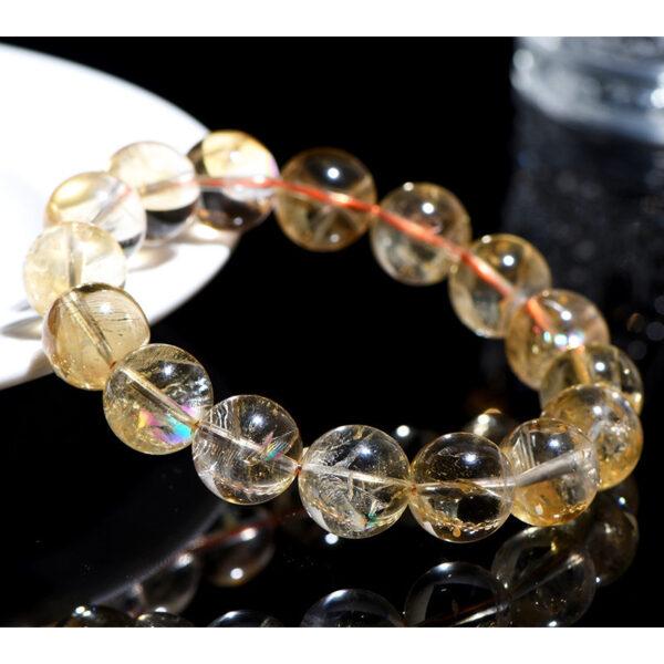 5mm - 13mm round shape genuine natural yellow azeztulite Quartz beaded bracelet - Image 4