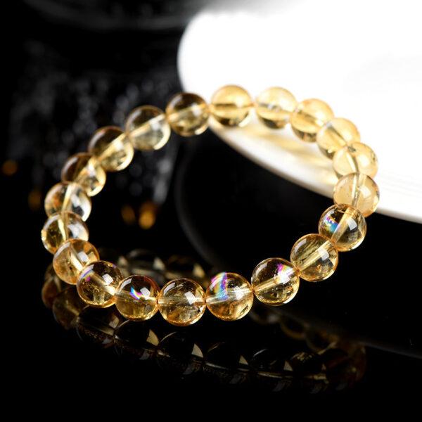 5mm - 11mm round shape inner icy cracks genuine natural yellow Quartz beaded bracelet - Image 4