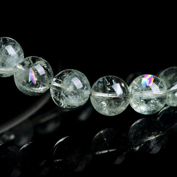 6mm - 14mm round shape inner icy cracks genuine natural green Quartz beaded bracelet - Image 4