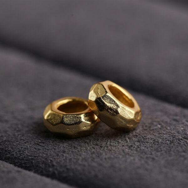 screw nut shape gild s925 sterling silver bead, golden screw nut bead - Image 4