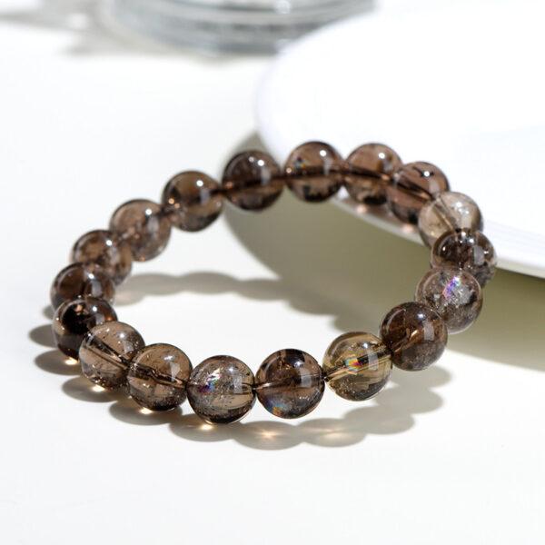6mm - 16mm round shape inner icy cracks genuine natural smoky Quartz beaded bracelet - Image 4
