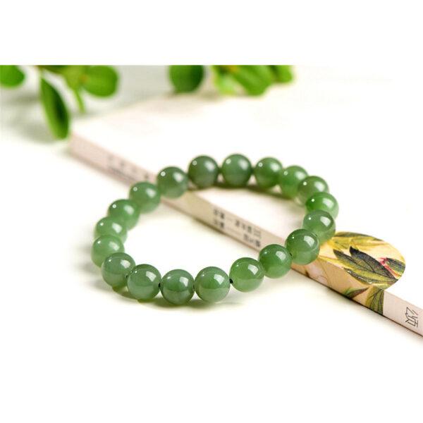 4mm - 10mm round shape natural green nephrite jade beaded bracelet - Image 4