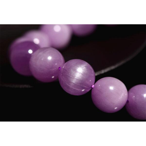 4 - 14 mm round shape 3A genuine natural kunzite beaded bracelet - Image 4