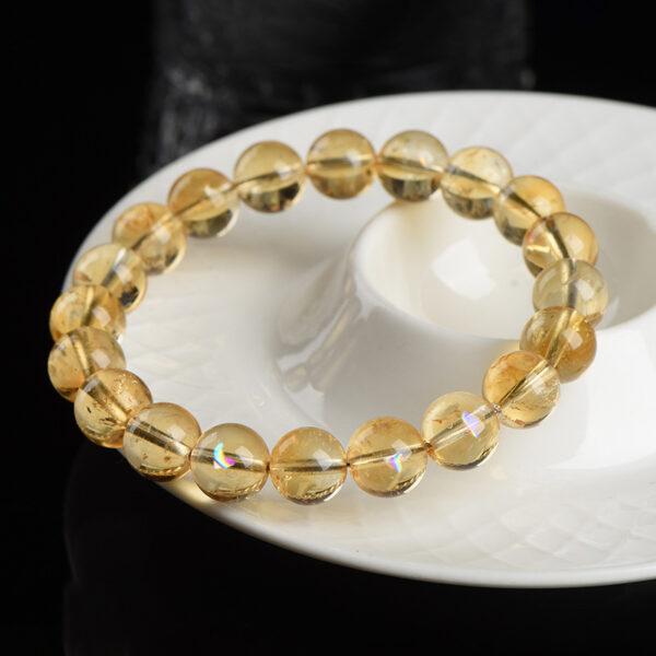 5mm - 11mm round shape inner icy cracks genuine natural yellow Quartz beaded bracelet - Image 5