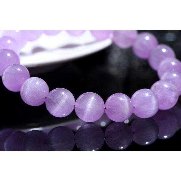 4 - 14 mm round shape 5A genuine natural kunzite beaded bracelet - Image 5